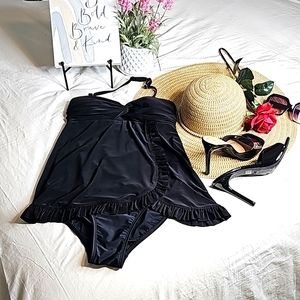 Beyond Tummy Control Strapless Bandeau One Piece Swimsuit Elegant Wear V…